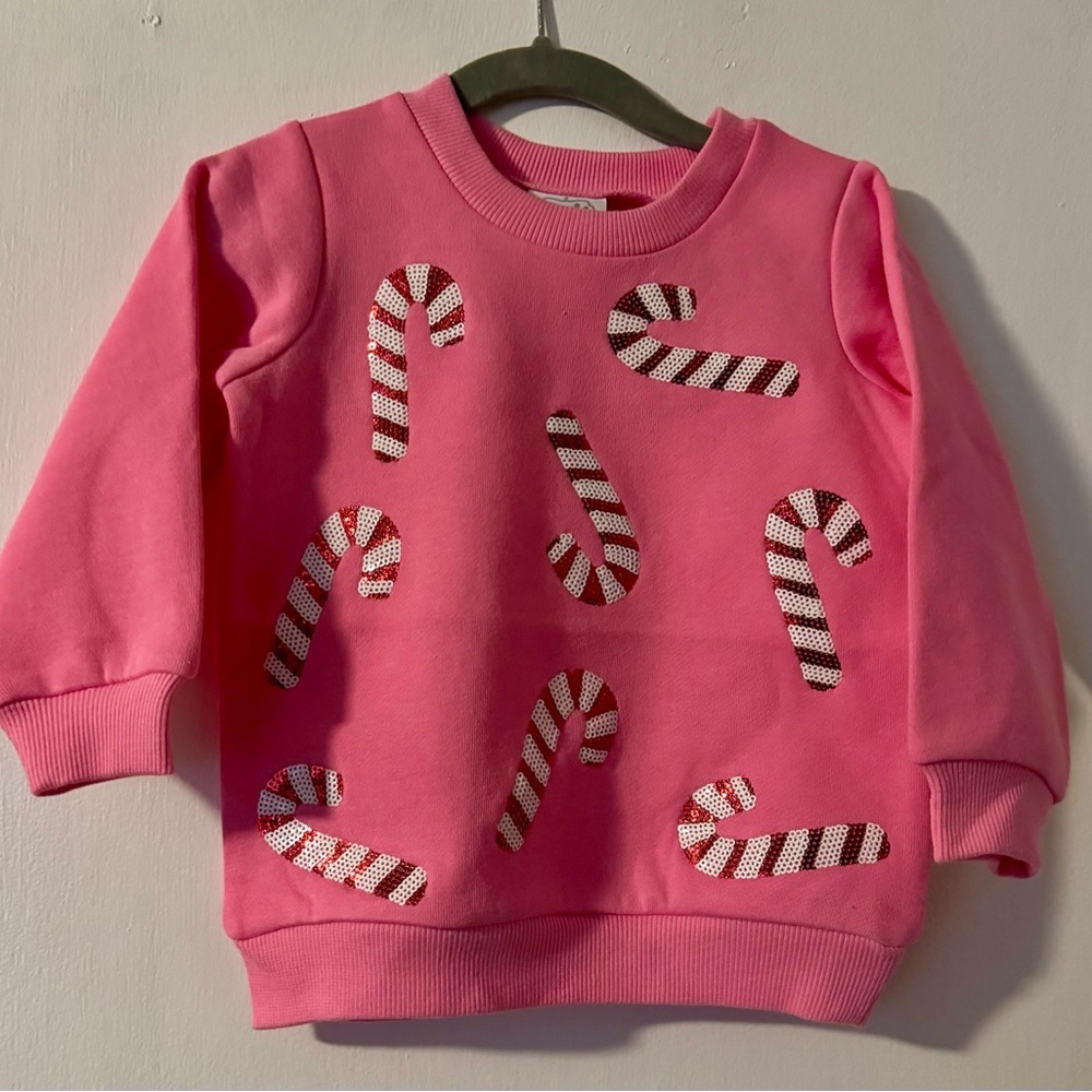 Mud Pie Pink Candy Cane Sweatshirt